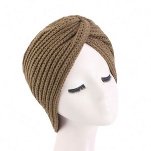 Bonnet Turban Tricoté en Acrylique Chaud d'Hiver Personnalisé avec Logo pour Femme, Motif Croisé, Idéal pour l'Extérieur - Vente en Gros - Product Image 5