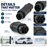 Adaptateur de charge EV Type 2 vers Type 1, norme européenne 32A, nouvelle prise et prise secteur pour véhicules électriques Type 1
