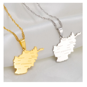 कस्टम 18K गोल्ड अलक अफगानिस्तान शहर फ्लैग मानचित्र हार - Product Image 3