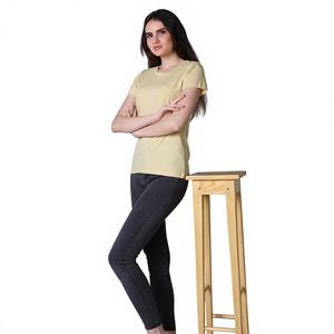 Camiseta de Verano para Mujer, Talla Grande, Cuello Redondo, 100% Algodón, Elástica, Color Beige, Marca ODM Berry Blues Basic Premium - Product Image 1