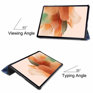 Custodia a tre ante in pelle PU con stampa a colori per <span class=keywords><strong>Samsung</strong></span> Galaxy Tab <span class=keywords><strong>S7</strong></span> <span class=keywords><strong>FE</strong></span> T736/<span class=keywords><strong>S7</strong></span> Lite T730 12.4 pollici 2021 - Product Image 2