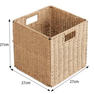 Rattan <b>Storage</b> <b>Basket</b> Square Eco Friendly For Toys Cosmetics Keys Organizing Desktop Use - Product Image 5