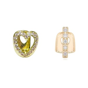 Perhiasan Gigi Grillz Bentuk Hati Berongga Hip Hop Emas/Perak Model Taring Vampir untuk Pria Wanita, Dapat Dilepas Pasang - Product Image 4