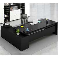 Bureau de direction moderne noir en forme de L pour PDG, directeur, président - Mobilier de bureau commercial