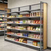 Système d'étagères murales modulaires en métal gris 2026 tendance, installation rapide, pour magasins de proximité, présentoirs de vente au détail robustes