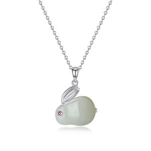 Dylam Elegance Chinese Style Collection <b>Solid</b> Sterling Silver Rhodium 18K <b>Gold</b> Plating Hetian Jade <b>Pendant</b> Necklace for Women - Product Image 1