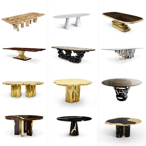 Table de <span class=keywords><strong>salle</strong></span> <span class=keywords><strong>à</strong></span> <span class=keywords><strong>manger</strong></span> de luxe sur mesure pour villa, plateau en marbre, taille personnalisée, solution de mobilier de haute qualité pour les projets d'architecture et d'aménagement intérieur - Product Image 1