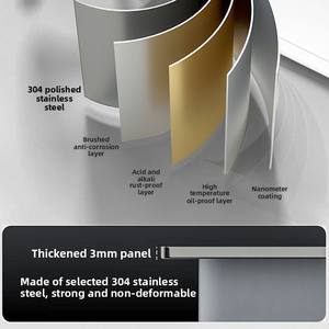 Lavello nero alto e basso lavello da cucina con <span class=keywords><strong>porta</strong></span> coltelli lavabo per verdura con tagliere in acciaio inox <span class=keywords><strong>Pia</strong></span> lavello nero - Product Image 3