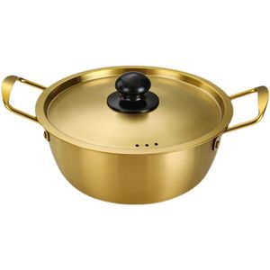 Stainless Steel Soup <b>Pot</b> Gold Double Handles Thickened <b>Induction</b> Compatible Household Hot <b>Pot</b> With Lid - Product Image 2