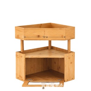 Boîte de rangement pour pain en bambou à double étage, étagère à fruits et légumes, organisateur de condiments en bois pour comptoir de cuisine - Product Image 5