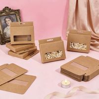 Mini boîtes d'emballage en papier pour bijoux avec fenêtre, boîte de transport pour câbles de données avec trou de suspension pour le rangement, idéales pour les petites entreprises et les anniversaires