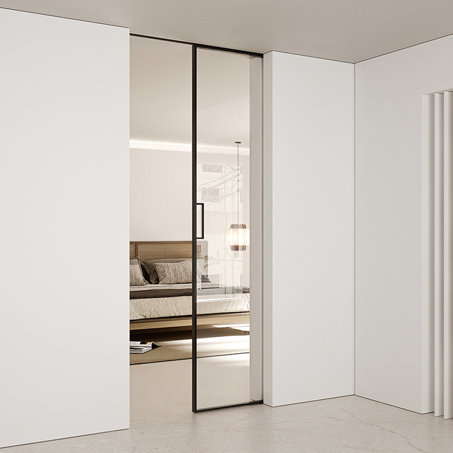 Modern Sliding Door with Soft Closed Invisible Design Durable Metal Construction and Low Noise Operation Pocket Door Hardware
