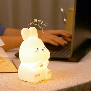 Babykamer 7 Kleuren Veranderende Knuffel Speelgoed Klein Konijn Kinderen Dieren Nachtlampje Siliconen Konijn Siliconen Nachtlampje Konijn - Product Image 5