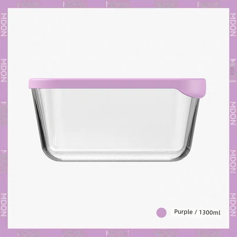 Boîte à déjeuner Bento en verre violet - 1300 ml