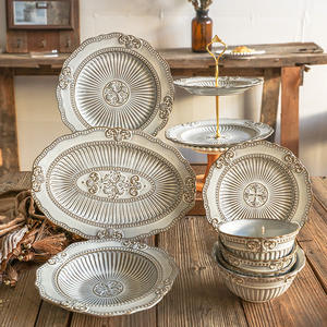 Fabricant chinois d'assiettes en céramique, 50 pièces, style européen, peintes à la main, écologiques, assiettes de cuisine et à soupe - Product Image 2