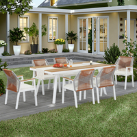 Ensemble de table et de chaises de jardin en aluminium blanc moderne BHR, 6 pièces, pour utilisation en extérieur