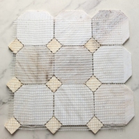 Nouvelle conception de mosaïque hexagonale et octogonale en marbre blanc doré de luxe pour salle de bain et crédence de cuisine