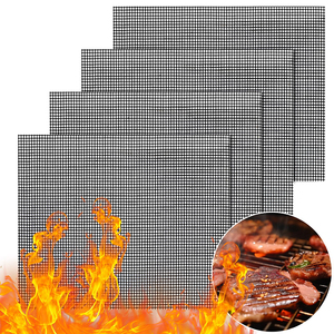 Tapis de barbecue 40 * 30 cm, feuilles antiadhésives réutilisables pour barbecue au charbon de bois, au gaz, pour la cuisson de la viande et des légumes - Product Image 1