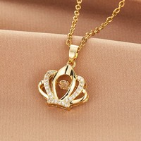 LUOYUNE INS Fabricant d'origine OEM&ODM Pendentif Couronne en Laiton Plaqué Or 18K avec Émail et Zircon Cubique, Breloque de Bijoux pour Fête, Achat en Gros