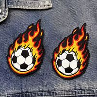 Patchs brodés personnalisés et durables à motif flamme, autocollants thermocollants pour le football, le basketball, le baseball, le volleyball, le rugby