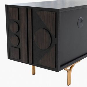 AJUNION <span class=keywords><strong>Meuble</strong></span> <span class=keywords><strong>TV</strong></span> moderne du milieu du siècle Table <span class=keywords><strong>TV</strong></span> en bois <span class=keywords><strong>Meuble</strong></span> multimédia de salon Placage de chêne <span class=keywords><strong>Meuble</strong></span> <span class=keywords><strong>TV</strong></span> en MDF avec pieds en métal - Product Image 4