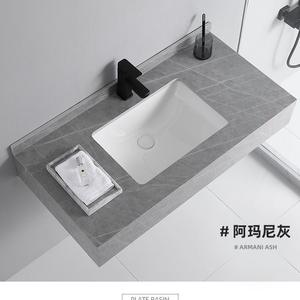 Lavabo de losa de <span class=keywords><strong>roca</strong></span> doble Simple moderno, armario de baño debajo del mostrador, lavabo de cerámica, lavabo de Hotel B & B - Product Image 3