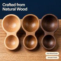 Cuillère doseuse double extrémité en bois, forme figure 8, bois naturel, 2 compartiments, pour thé, café, matcha, sucre, faite à la main, cuisine, maison