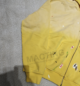 Sudadera con Capucha Amarilla para Hombre, con Cierre, Estilo Casual, con Patrón Bordado, Manga Regular, para Otoño, 100% Algodón - Product Image 4
