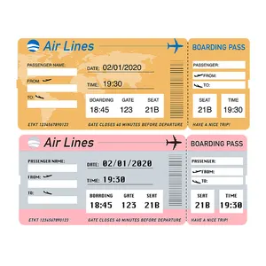 登録航空会社印刷空白両面カスタムロゴ印刷フライトチケット