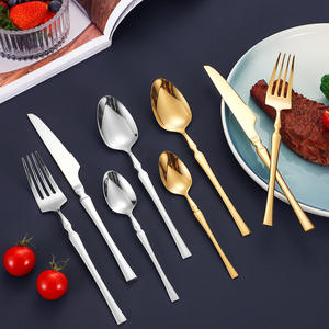 Ensemble de 4 couverts modernes en acier inoxydable à finition miroir, taille fine, jetables, pour hôtel, steak occidental, couteau, fourchette, plat principal - Product Image 2