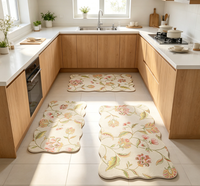 Tapis antidérapants imperméables en mousse PVC florale 2 pièces, anti-fatigue et rembourrés, pour cuisine, buanderie, chambre – Faciles à nettoyer, modernes