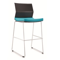 Chaise de bar moderne à pieds hauts, siège en tissu doux, dossier en plastique, tabouret de comptoir de salle à manger, mobilier de loisirs