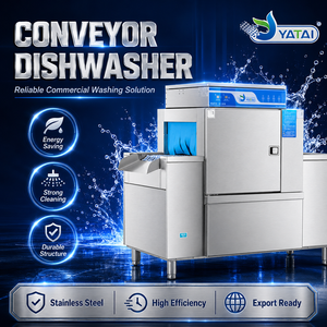 Lave-vaisselle à rinçage simple Yatai, en acier inoxydable, capacité 300L, 5000-10000W, 34.6kW, température de l'eau 65-80°C, garantie 1 an - Product Image 2