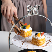 Gold Silber Kuchenst änder Marmorplatte Display 2 3 Ebenen Nachmittags tee Dessert Essen Tablett für Bankett/Hochzeit/Party/Restaurant