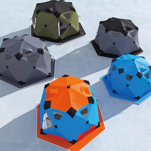 Tente Pop-Up 3-4 Personnes Grand Espace Quatre Saisons pour Camping Extérieur, Tente en Polyester avec Poteaux en Fibre de Verre, Portable, Isolée pour l'Hiver, Facile à Monter - Product Image 6