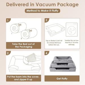 Прочная ортопедическая лежанка для собак из пены с защитой от жевания, серая, с плюшем, с подушками по 4 сторонам, от собственного производителя, на заказ - Product Image 4