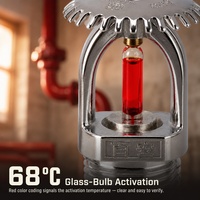Kepala Sprinkler Pemadam Kebakaran Tegak DN15 1/2 Inch K5.6 Bohlam Kaca Peralatan Perlindungan Kebakaran