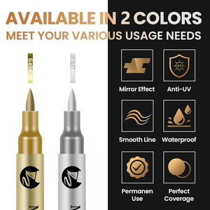 Set di Pennarelli Metallici Lucidi a Punta Morbida Modello 2335 per Decorazione, Firma, Biglietti d'Auguri, Pittura a Base d'Acqua - Product Image 4