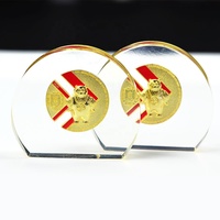 Légère Plaque en cristal transparente, balles rondes Standard en métal, en verre personnalisé, pour cadeau créatif