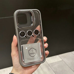 Custodia per Telefono di Lusso con Supporto Invisibile per Fotocamera, Cover Trasparente in PC con Protezione per Obiettivo e Supporto per iPhone 15 14 13 Pro Max - Product Image 1