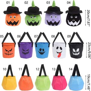 Panier lumineux décoratif citrouille pour Halloween, sacs fourre-tout brodés amusants pour enfants, pour bonbons fantômes ou friandises - Product Image 2