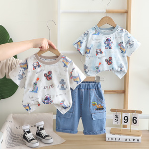 Completo Estivo Casual Tie-Dye per Bambini 1-4 Anni, in Poliestere/Cotone, con Stampa Cartoon - Product Image 2