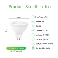 Foco LED GU10 MR16 de Alto CRI 3000-10000K, Luz Empotrada Antideslumbrante para Hogar y Oficina (Opciones de 2W-10W)