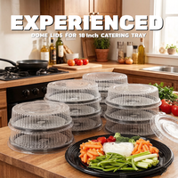 Vente en gros de couvercles en plastique PET transparent de 18 pouces pour plateau de service rond de 16 pouces, couvercle de service jetable de 4 pouces de hauteur