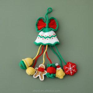 Ornement de Noël fait main au crochet pour voiture, en fil, avec figurines de bonhomme en pain d'épices, Père Noël, flocon de neige, bonbons, et breloque de décoration pour rétroviseur - Product Image 3