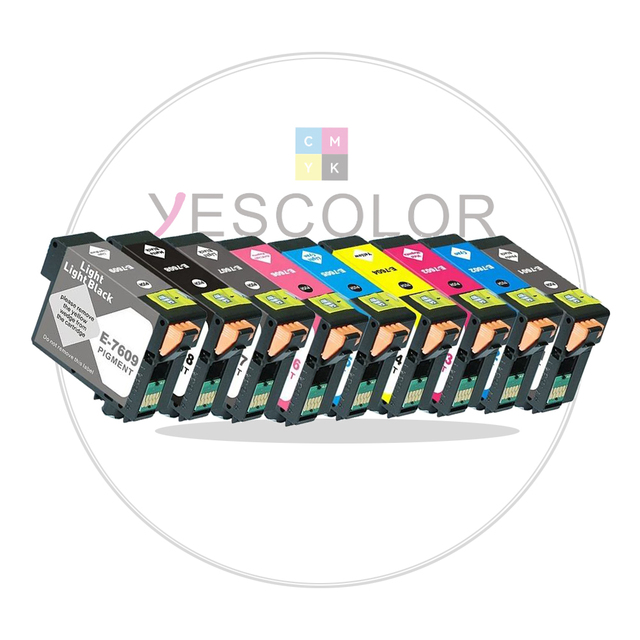 Yescolor Premium Compatible T760 T7601 T7602 T7603 T7604 T7605 Ink Cartridge for Epson SureColor P808 Wide Format Inkjet Printer