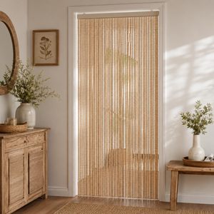 Rideau en corde beige 100x220 cm, 104 chaînes tombantes, effet pompon pour portes et fenêtres - Product Image 6
