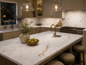 UNION STONE Calacatta Golden Cloud, Losa Grande de Cuarzo Artificial Impreso, Ecológica, Impermeable, Diseño Moderno para Paredes y Pisos de Cocina - Product Image 3