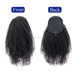 Cheveux vierges indiens naturels <span class=keywords><strong>queue</strong></span> <span class=keywords><strong>de</strong></span> <span class=keywords><strong>cheval</strong></span> afro crépus bouclés en cheveux humains, véritables extensions <span class=keywords><strong>de</strong></span> cheveux crépus bouclés en <span class=keywords><strong>queue</strong></span> <span class=keywords><strong>de</strong></span> <span class=keywords><strong>cheval</strong></span> avec cordon <span class=keywords><strong>de</strong></span> serrage - Product Image 2