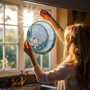 Attrape-rêves <span class=keywords><strong>amérindien</strong></span> en vitrail, pendentif attrape-soleil pour décoration culturelle - Product Image 5